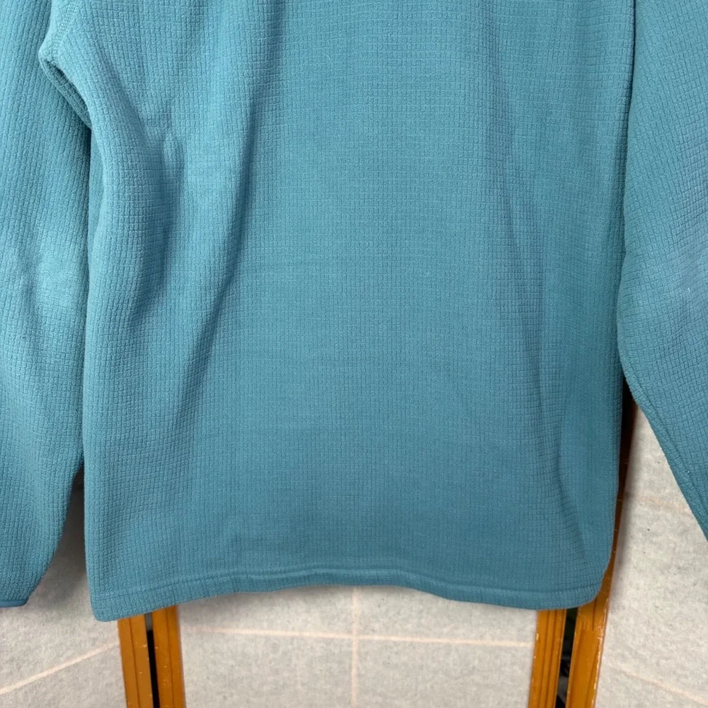 The North Face Pullover‎ Medium Teal Blue Waffle Knit Grid Fleece 1/4 Zip Mens